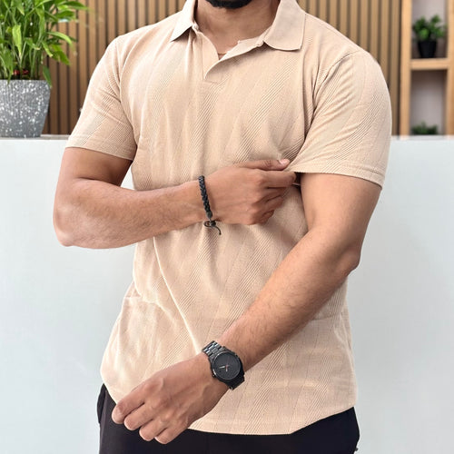 Beige Old Money Polo T-shirt