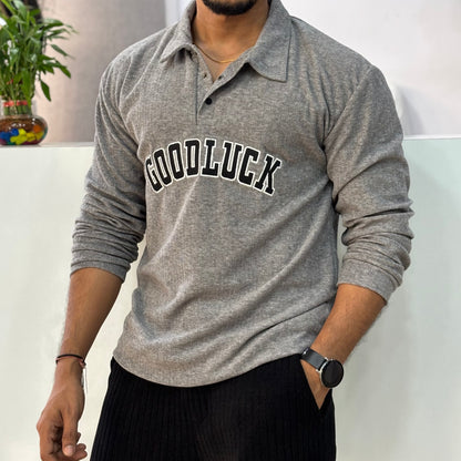 Goodluck full sleeve Tshirt Grey