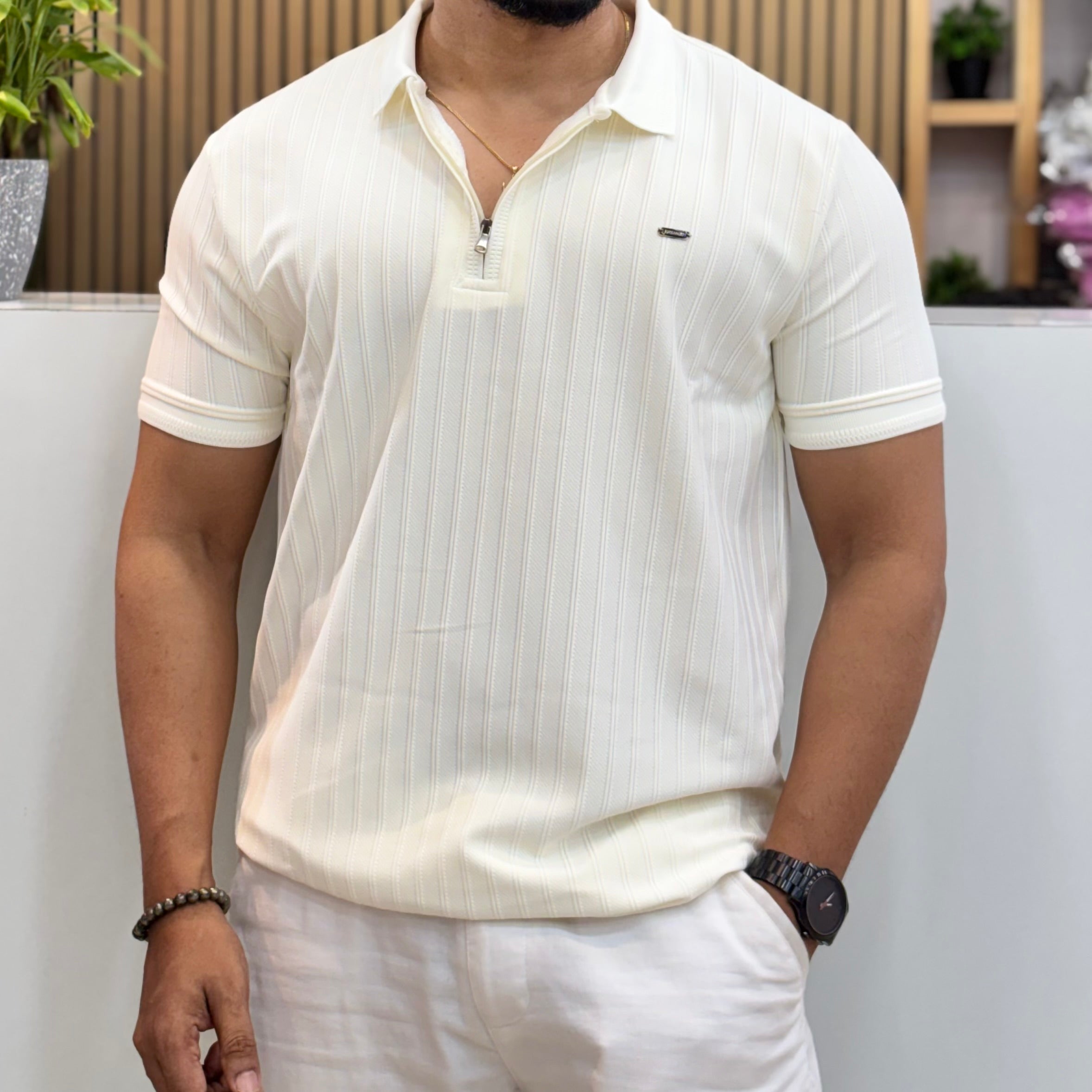 Half Sleeve Zip Polo T-Shirt