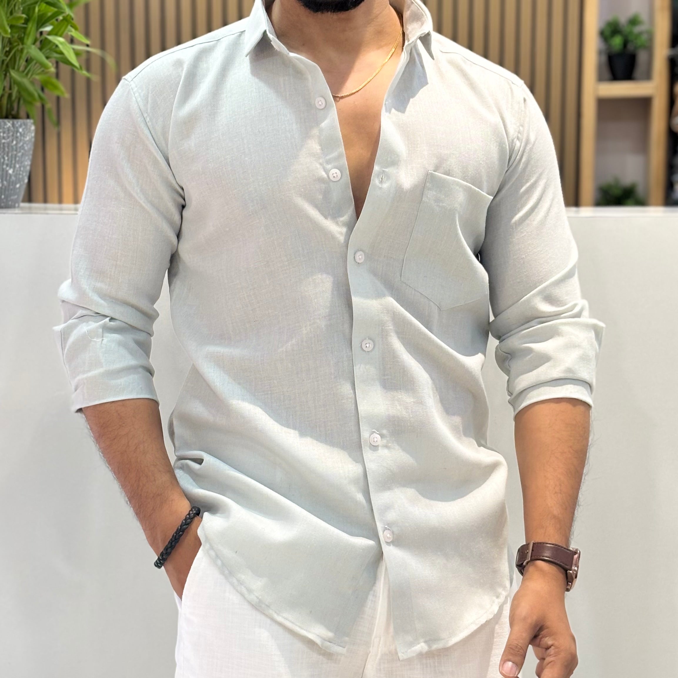 Khadi Linen Shirt – Ice Blue