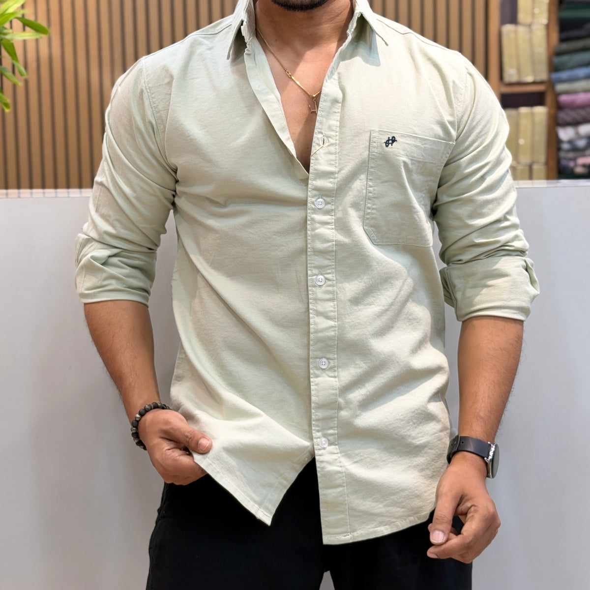 Cotton Casual Shirt - Sage Green
