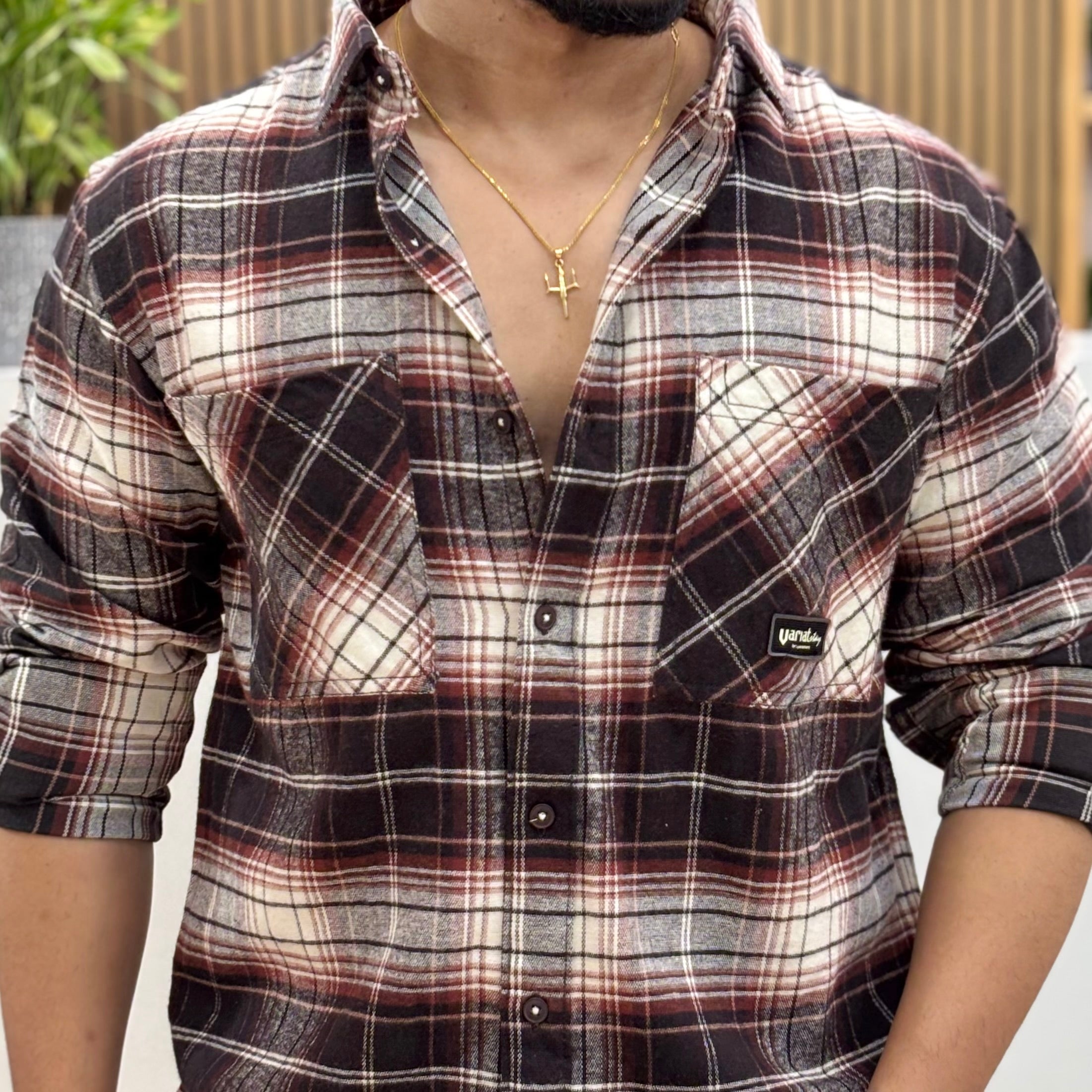 Boxy Fit Check Shirt for Men