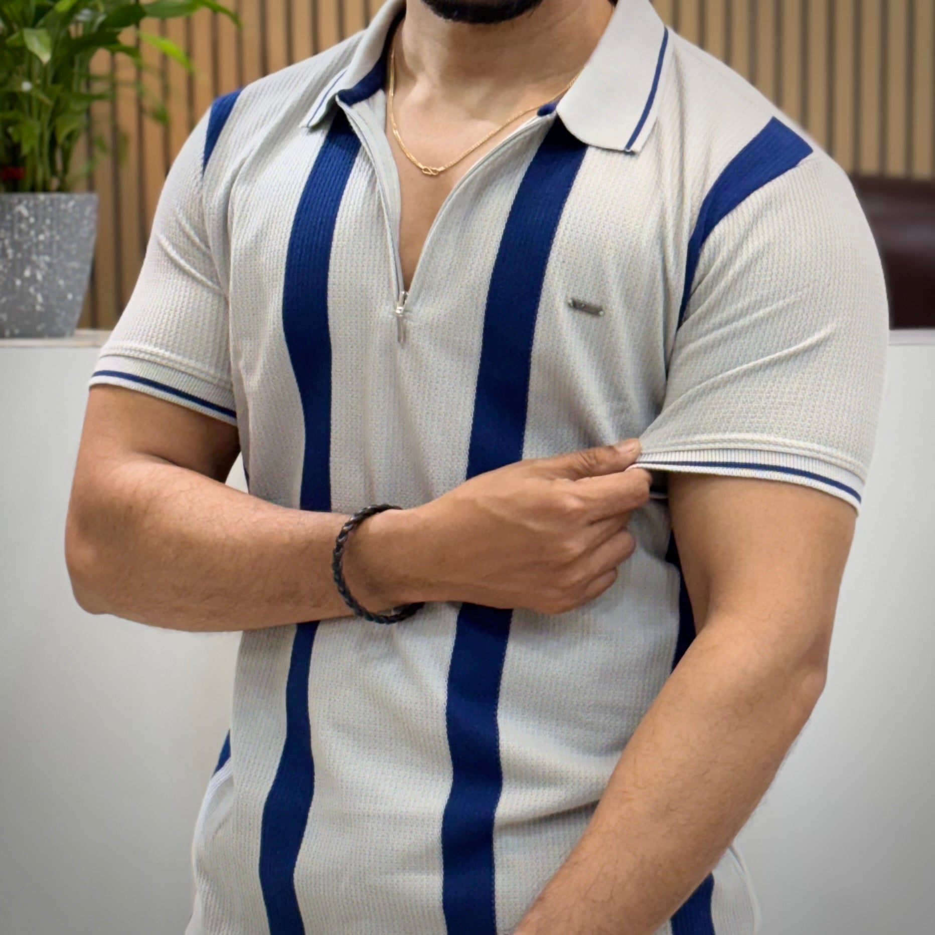 Vertical Stripe Polo T-Shirt