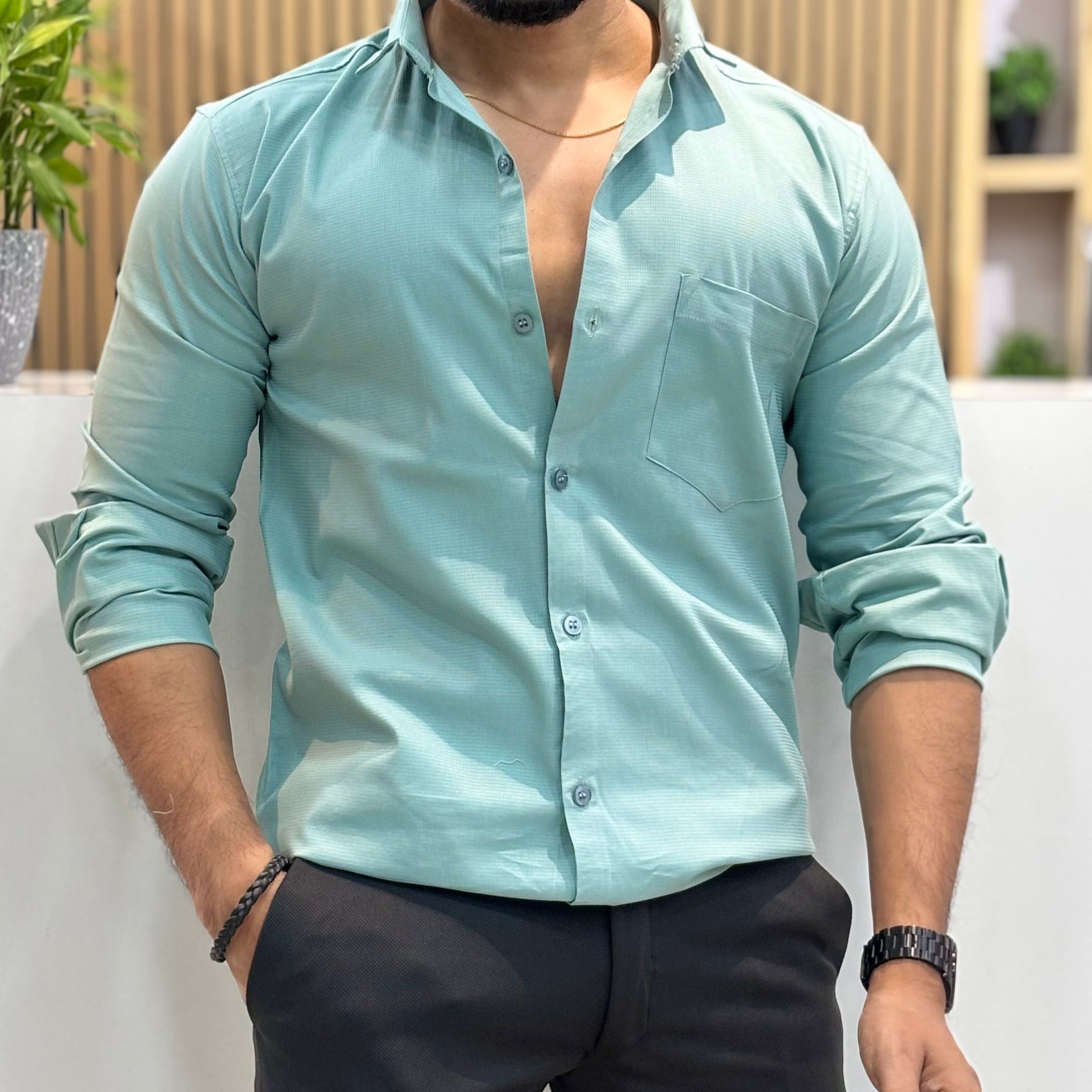 Premium Men’s Solid Shirt Mint Green