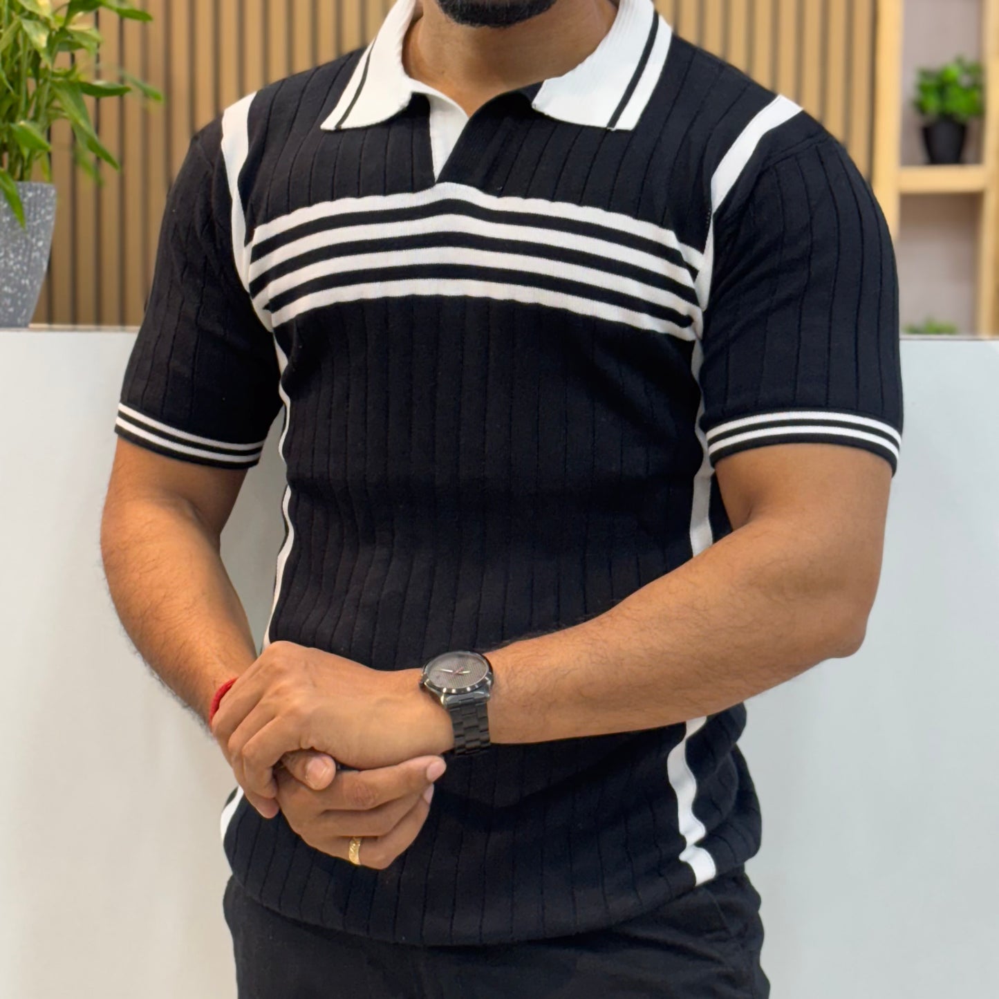 Polo Knit Black T-shirt