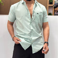 Half Sleeve Linen Blend Shirt Seafoam Green