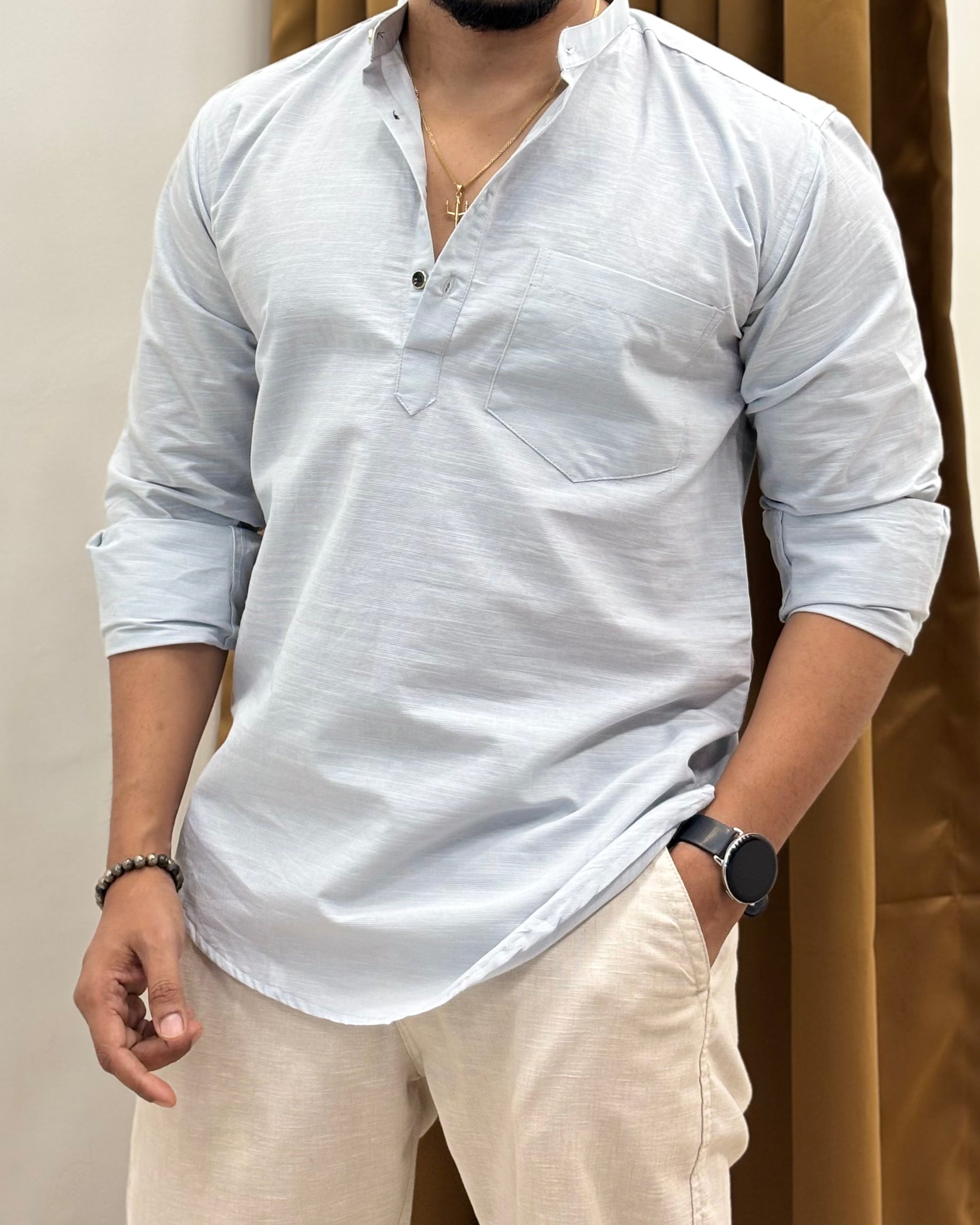 Linen Blend Henley Shirt