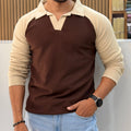 Contrast Collar Polo T-Shirt - Brown