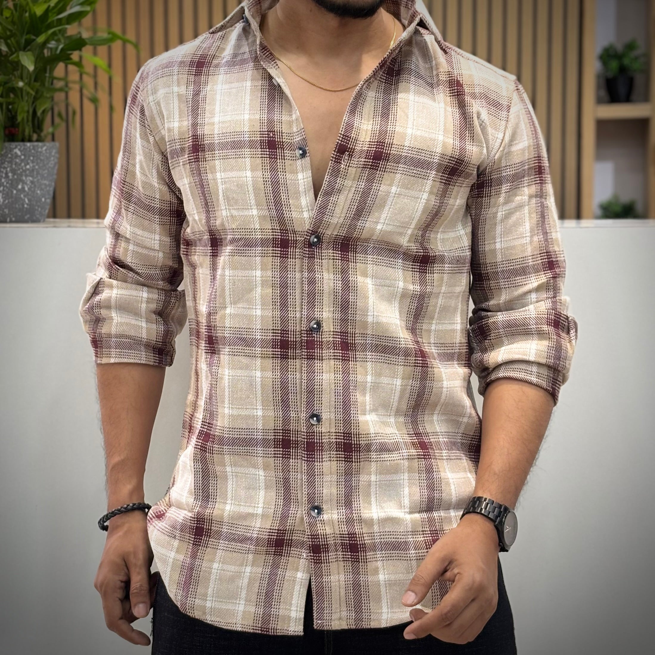 Classic Beige Check Shirt