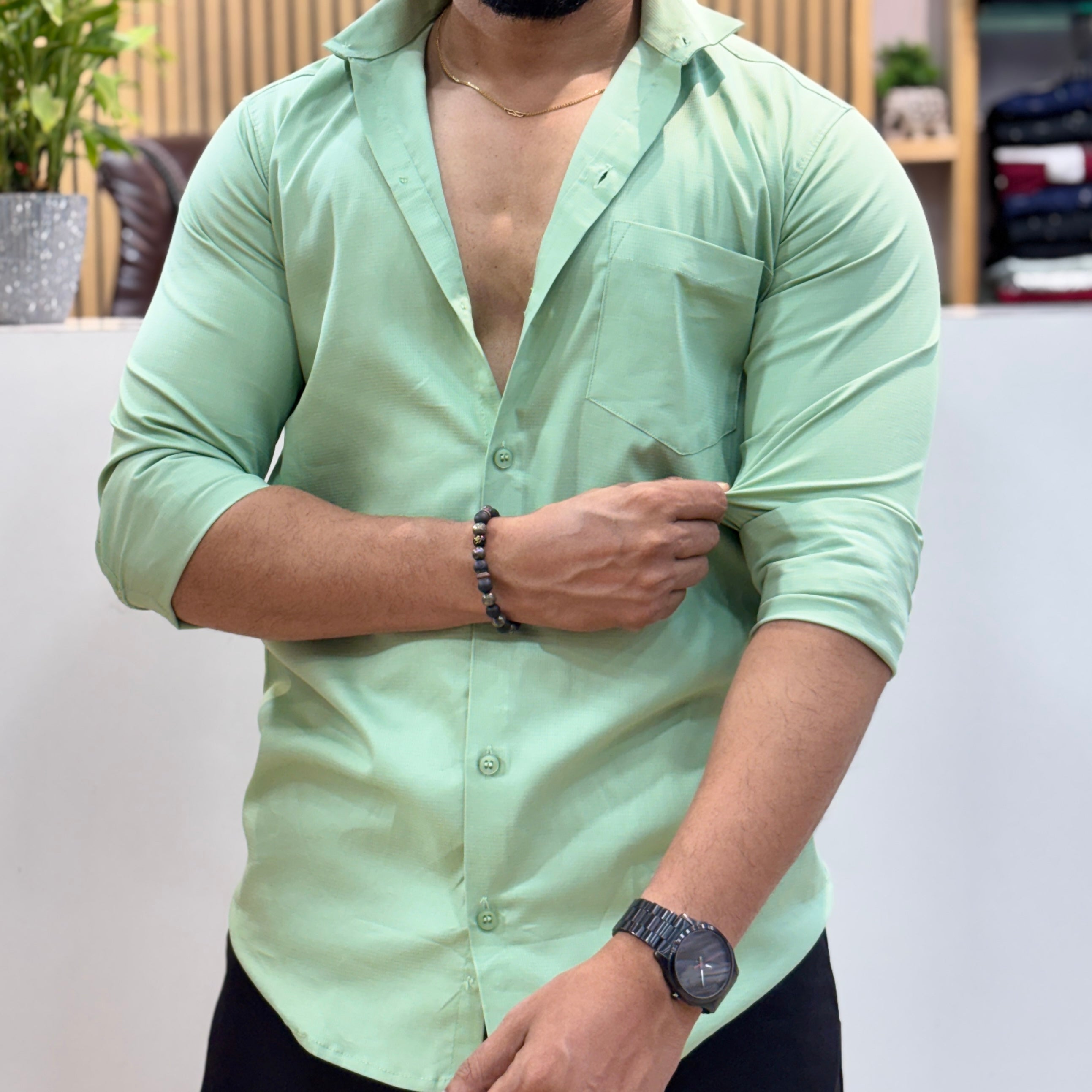 Men’s Solid Shirt Green