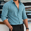 Premium Satin Solid Shirt - Aqua