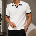 Ribbed Knit Contrast Collar T-Shirt