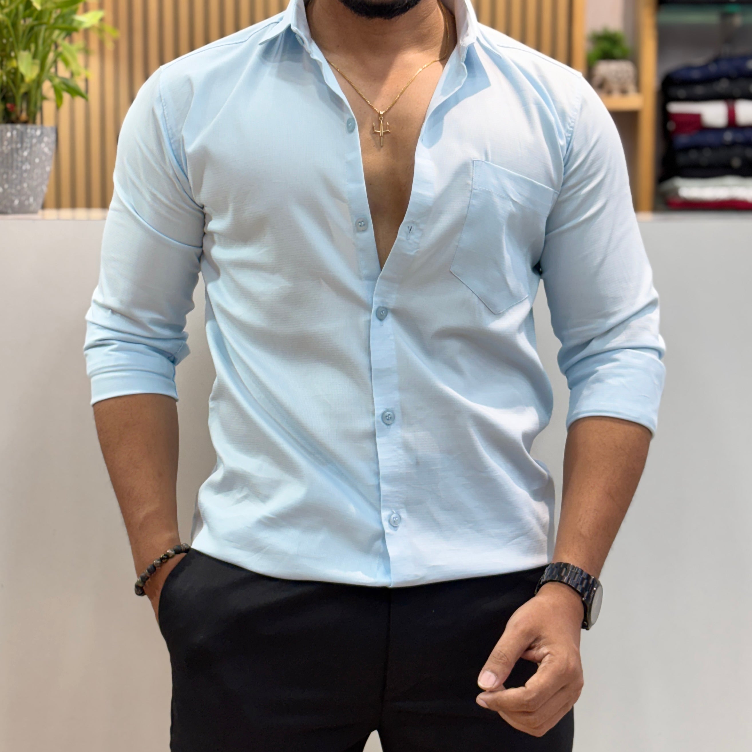 Men’s Solid Shirt Sky Blue
