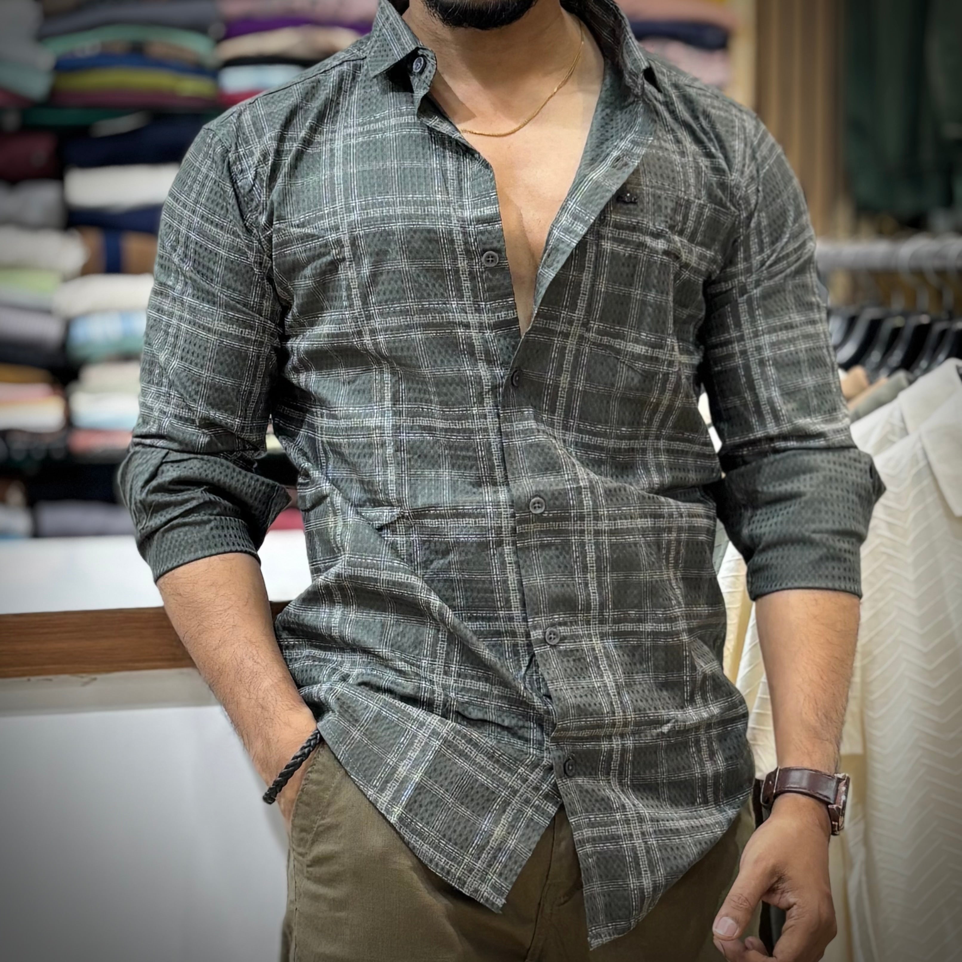 Texture Green Check Shirt