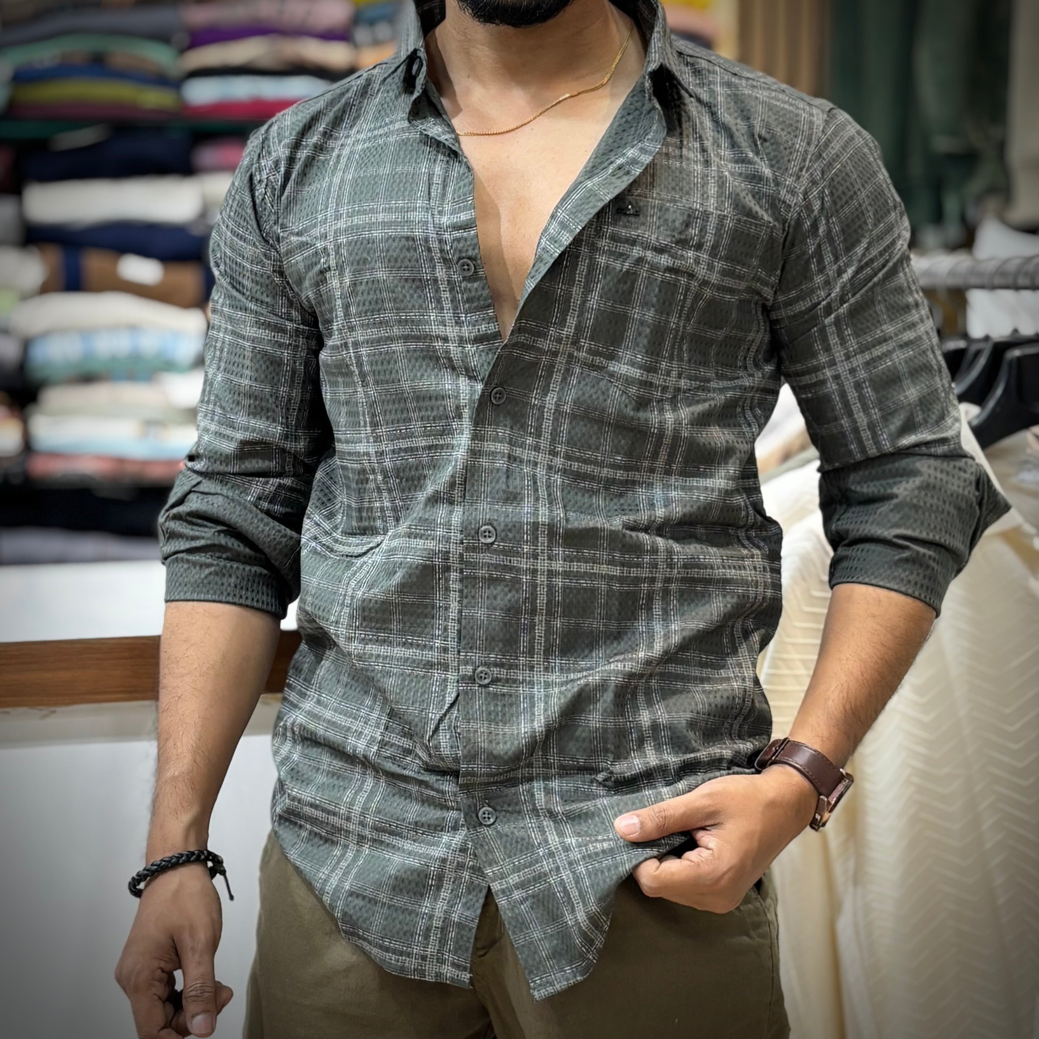 Texture Green Check Shirt