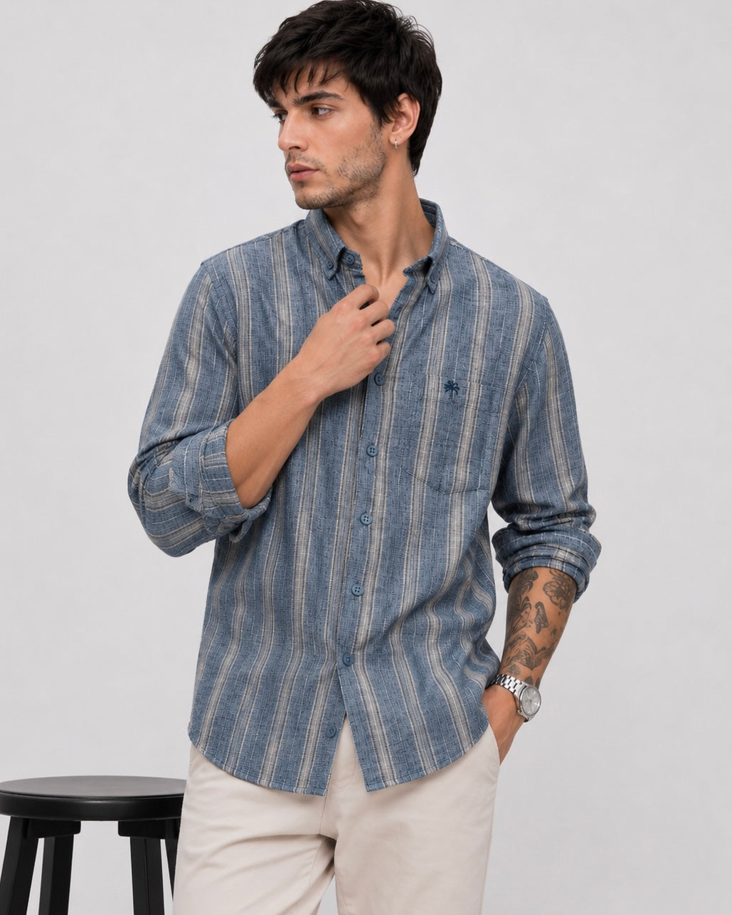 Premium Linen Stripe Shirt for Men