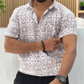 Half Sleeve Cotton Printed Shirt Plum