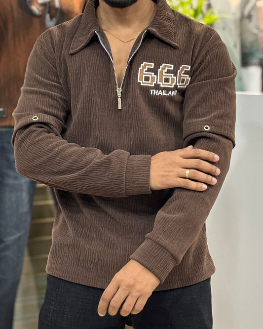 IMP Polo Zipper T-shirt Brown