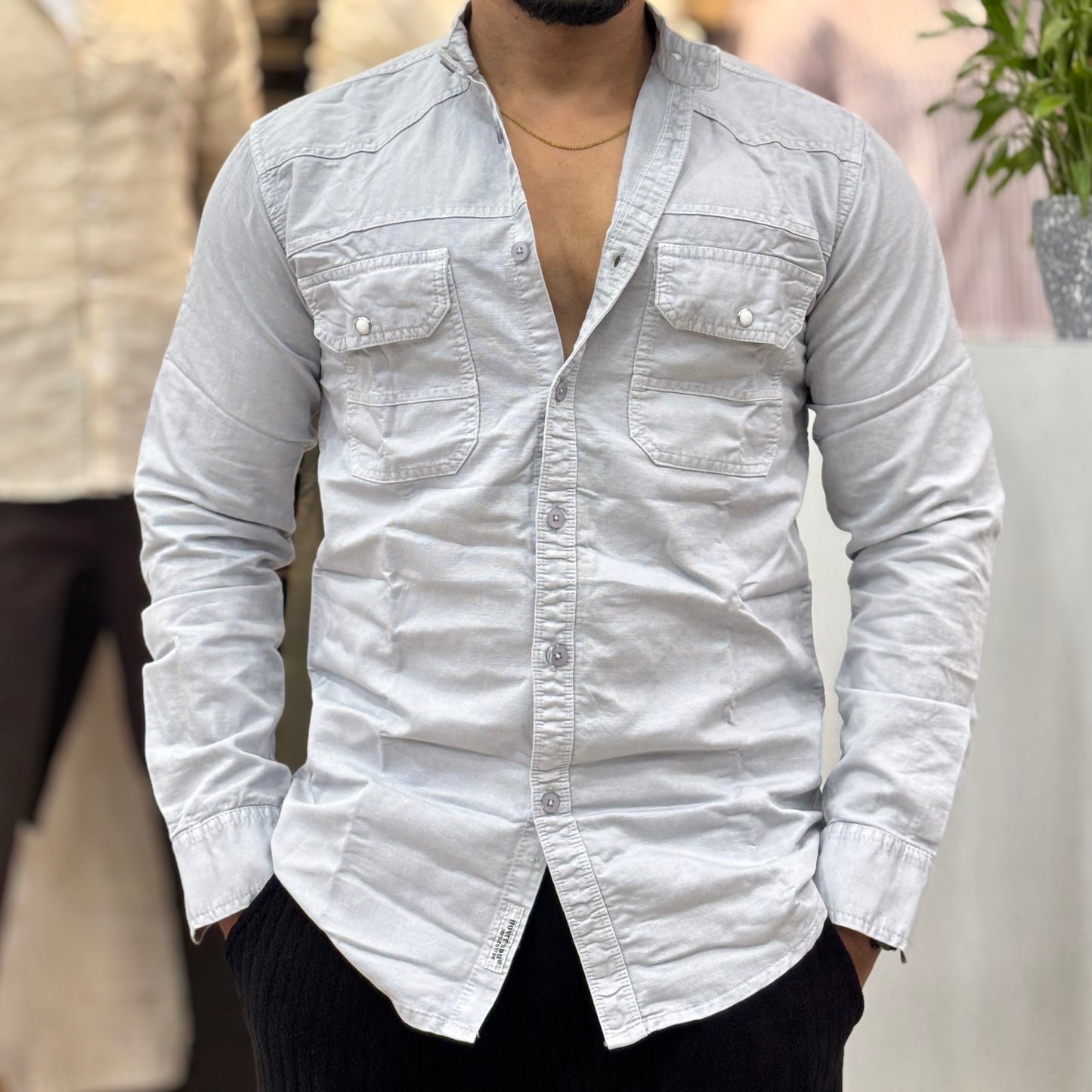 RFD Mandarin Collar Double Pocket Grey