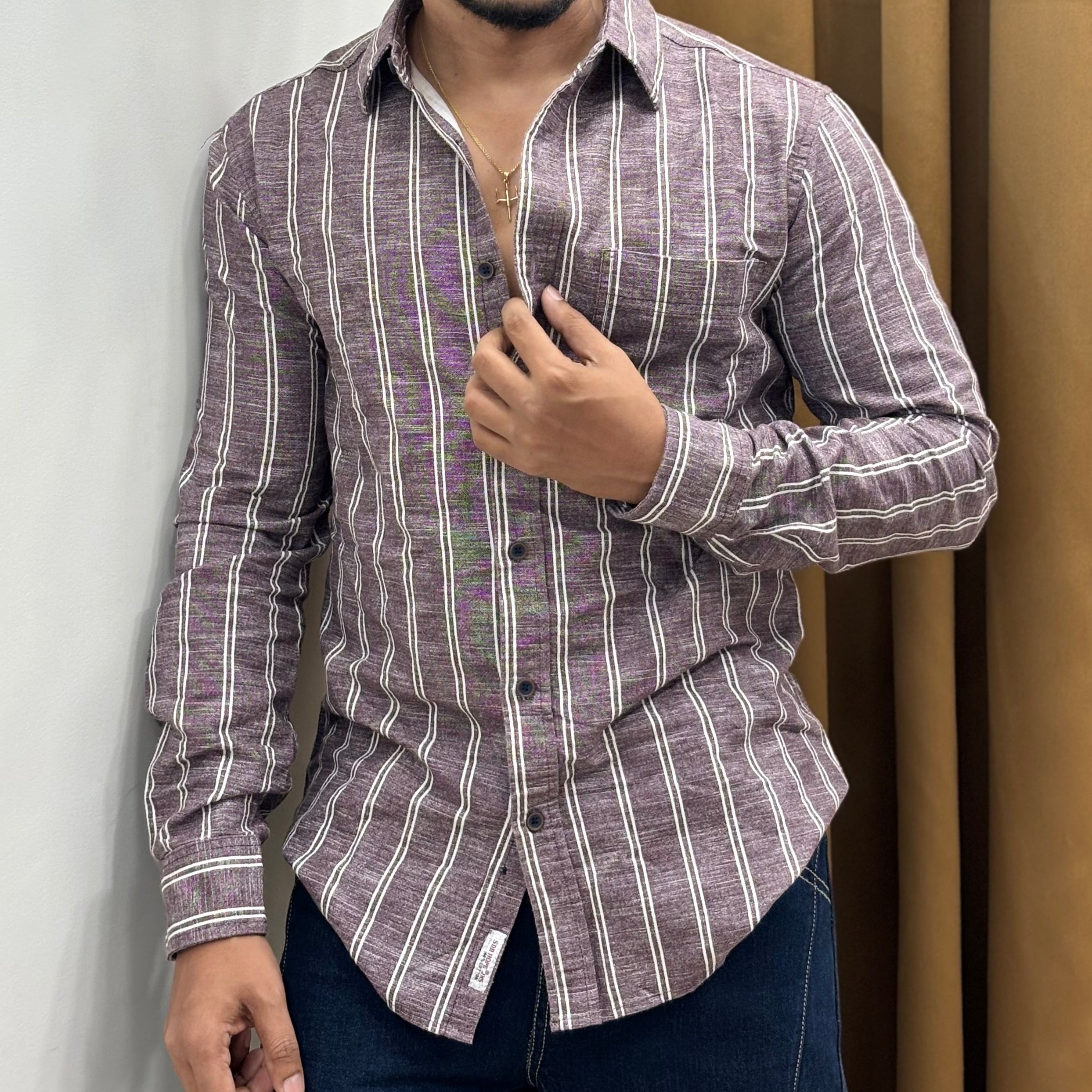 Dusty Mauve Vertical Stripe Shirt