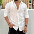 Vertical Stripe Cotton Linen Shirt