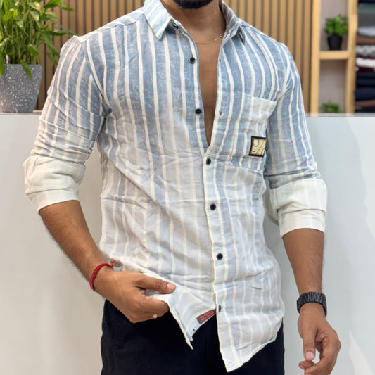 Casual Dyed Blue Stripes Shirt