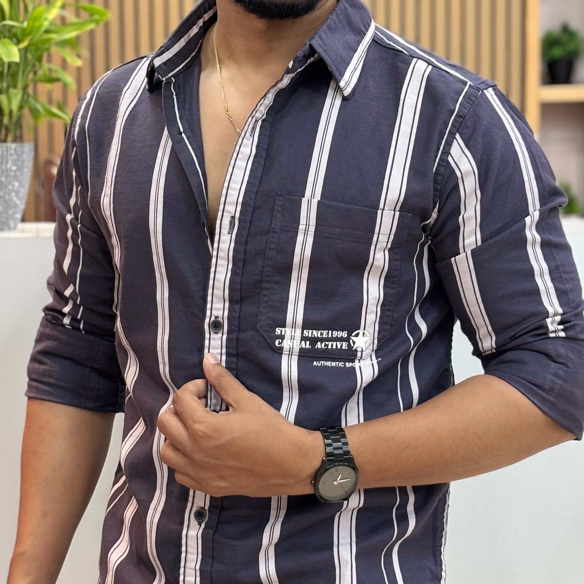 Vertical Stripe Casual Shirt