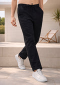 Linen Blend Cotton Pant Black