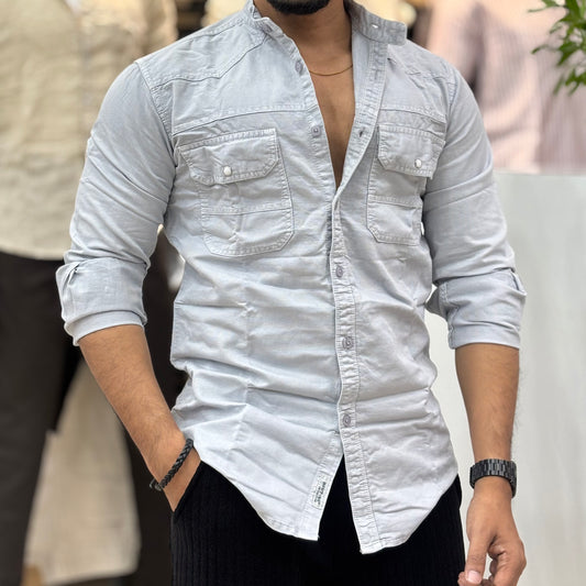 RFD Mandarin Collar Double Pocket Grey