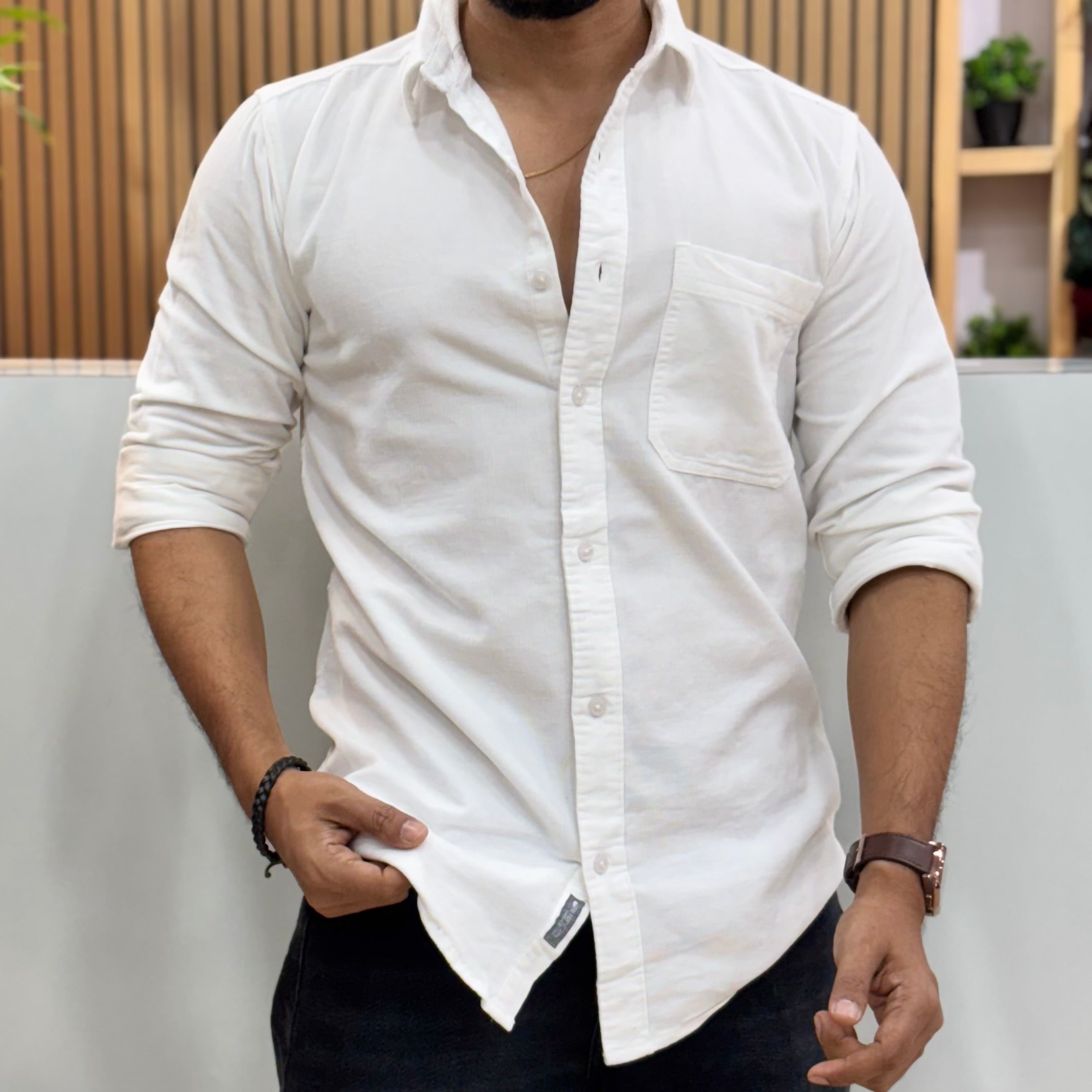 Corduroy Shirt White