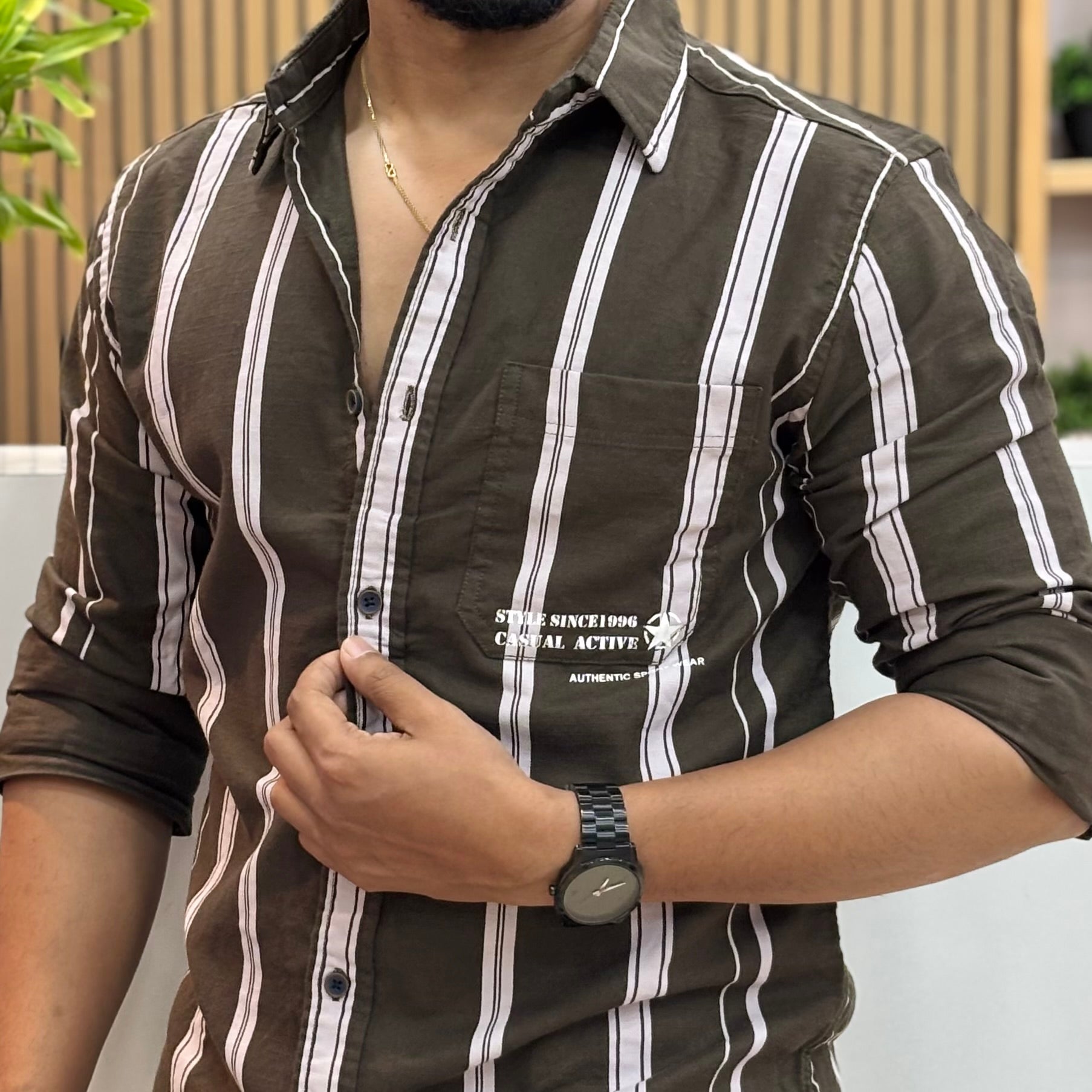 Vertical Stripe Casual Shirt