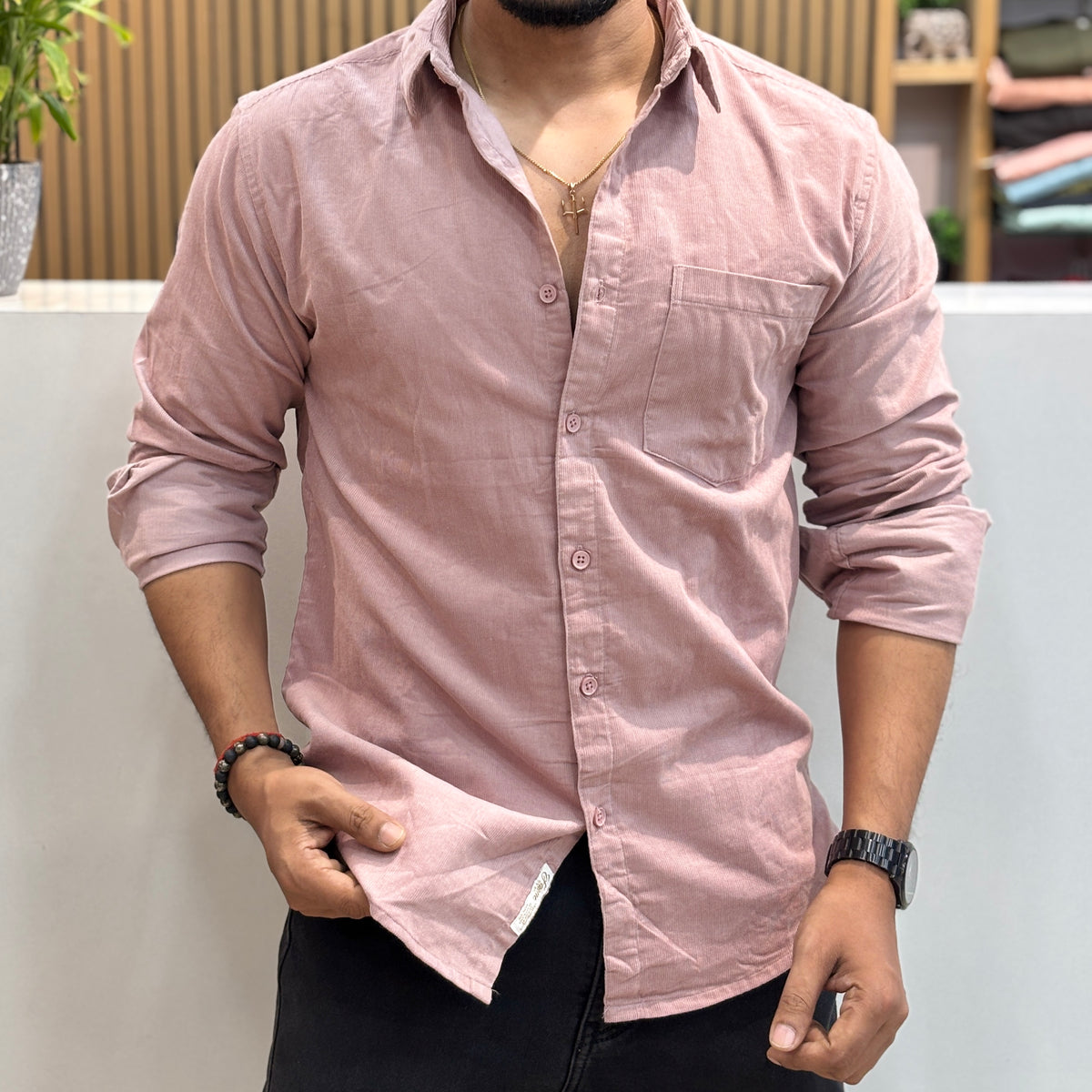 Corduroy Shirt for Men | Dusty Rose