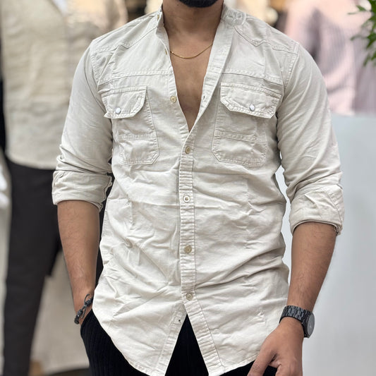 RFD Mandarin Collar Double Pocket Cream