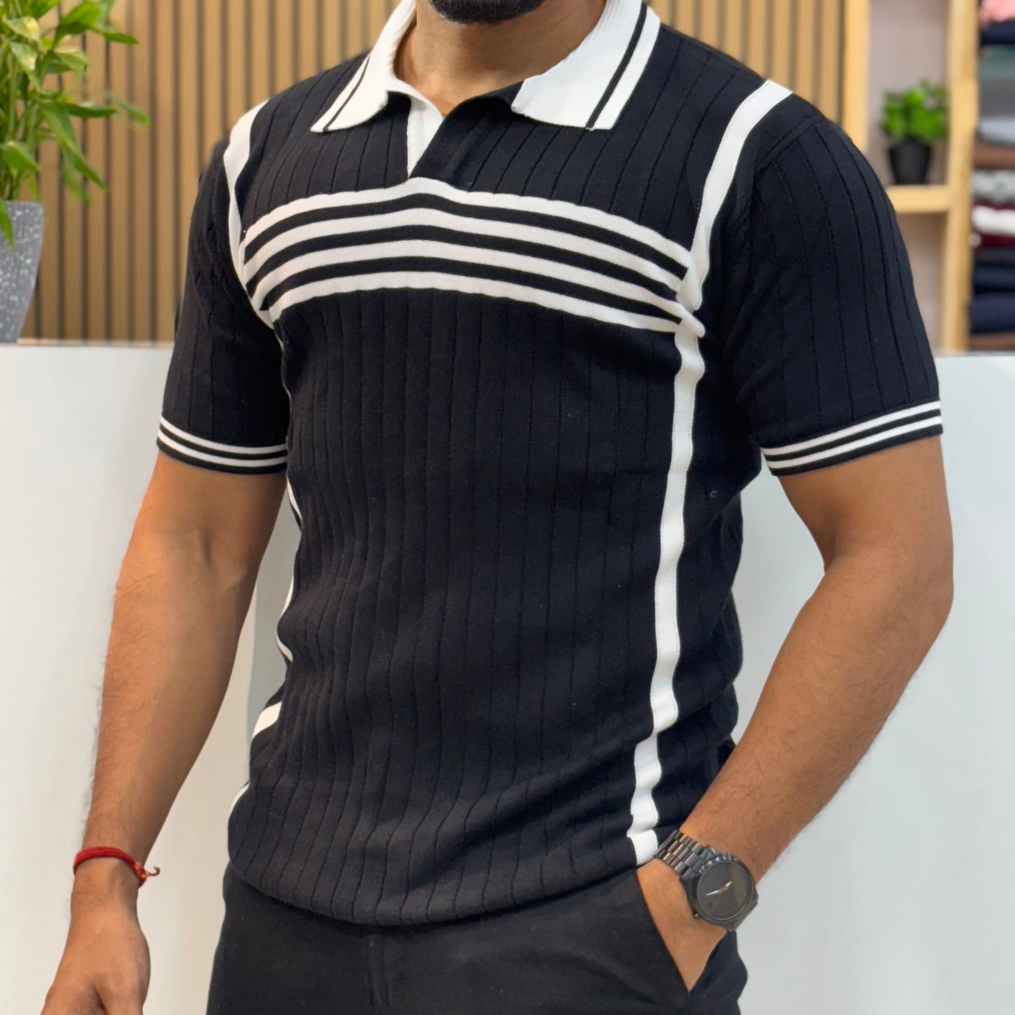 Polo Knit Black T-shirt