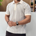 Textured Stripe Polo T-Shirt Grey & Black