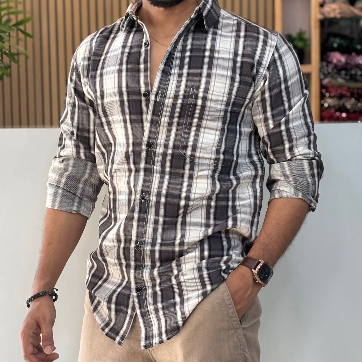 Premium Check Shirt White