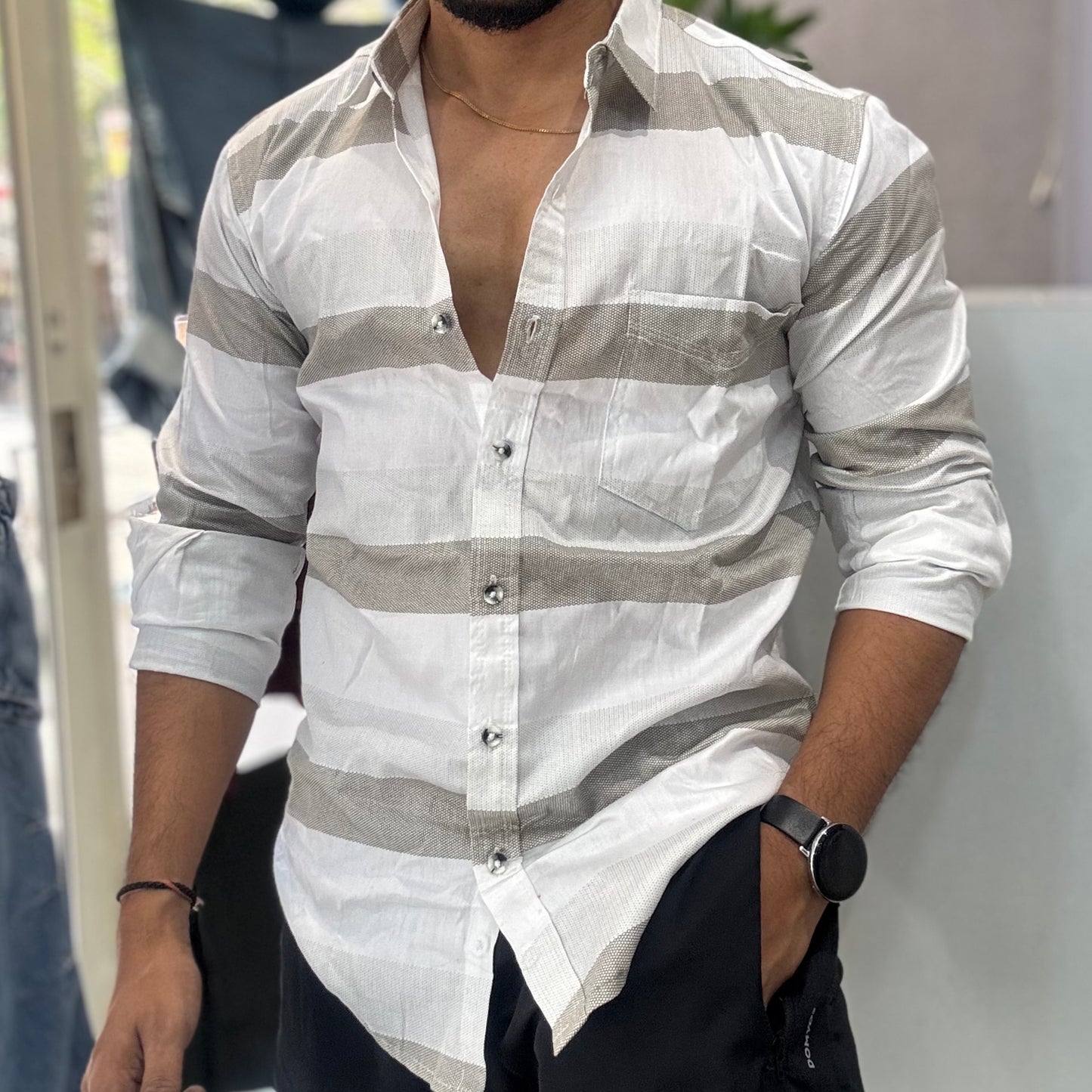 Beige Stripe Shirt
