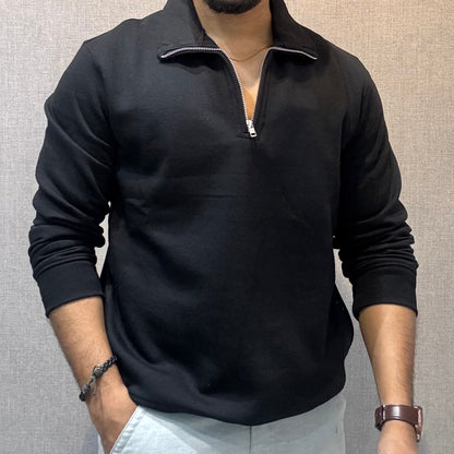 Polo Zipper Full Sleeve Black Sweatshirt