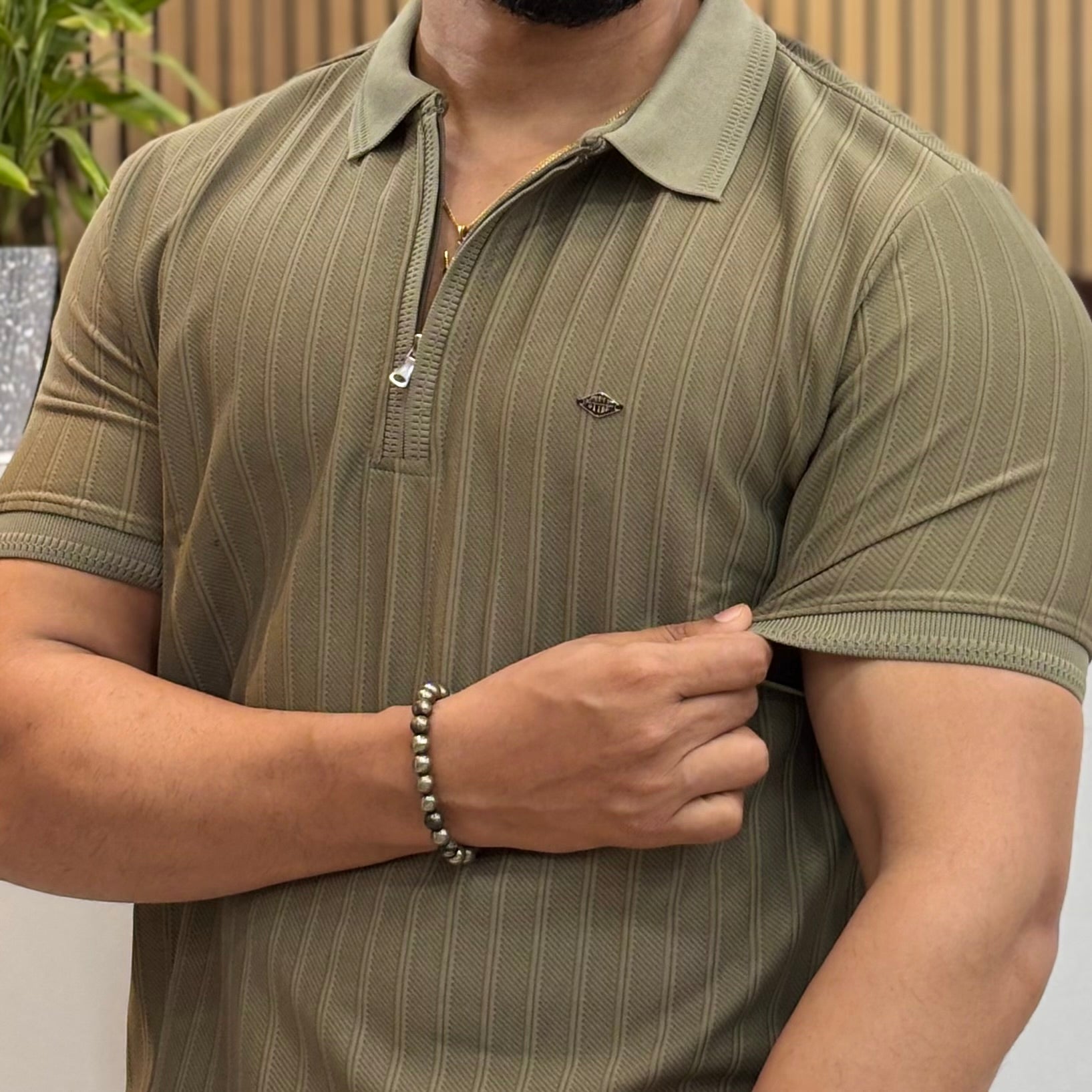 Half Sleeve Zip Polo T-Shirt