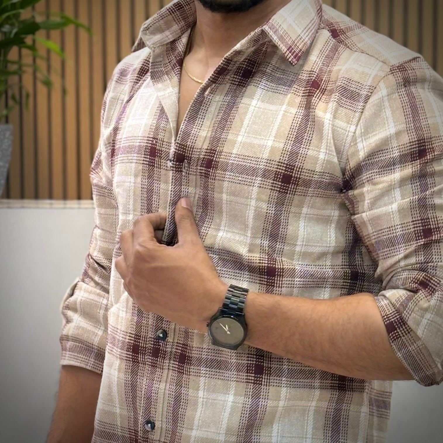 Classic Beige Check Shirt