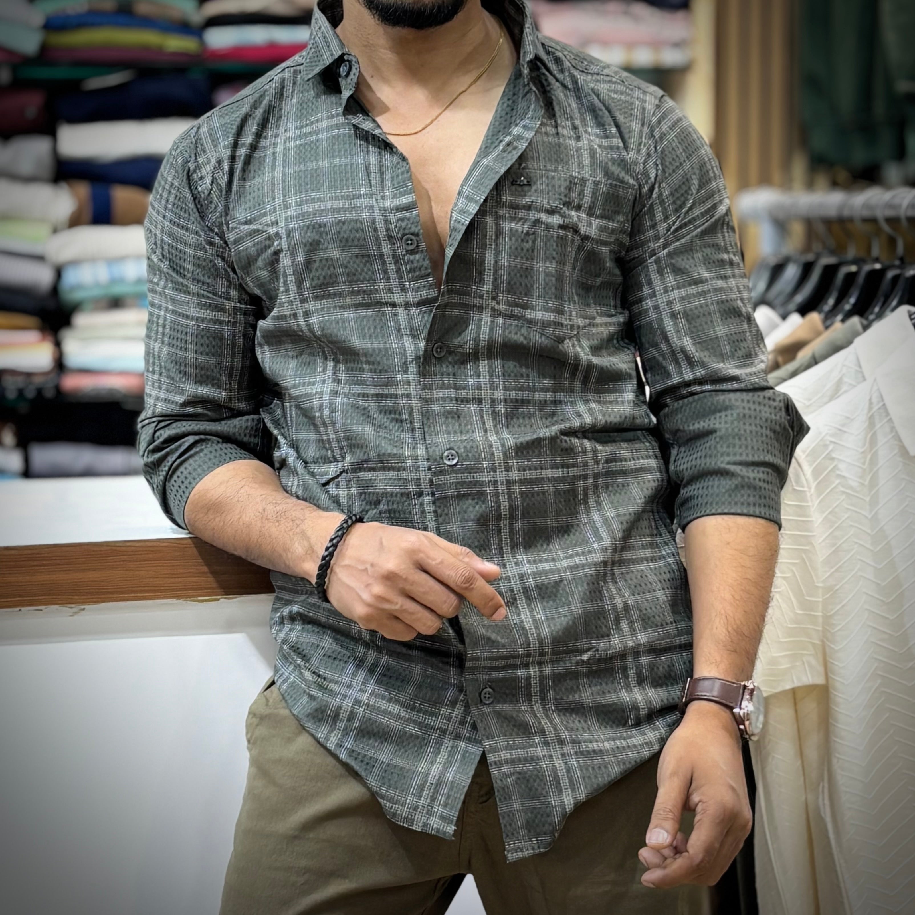 Texture Green Check Shirt
