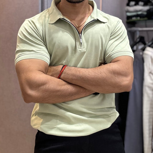Polo T-shirt with zip Spring Green