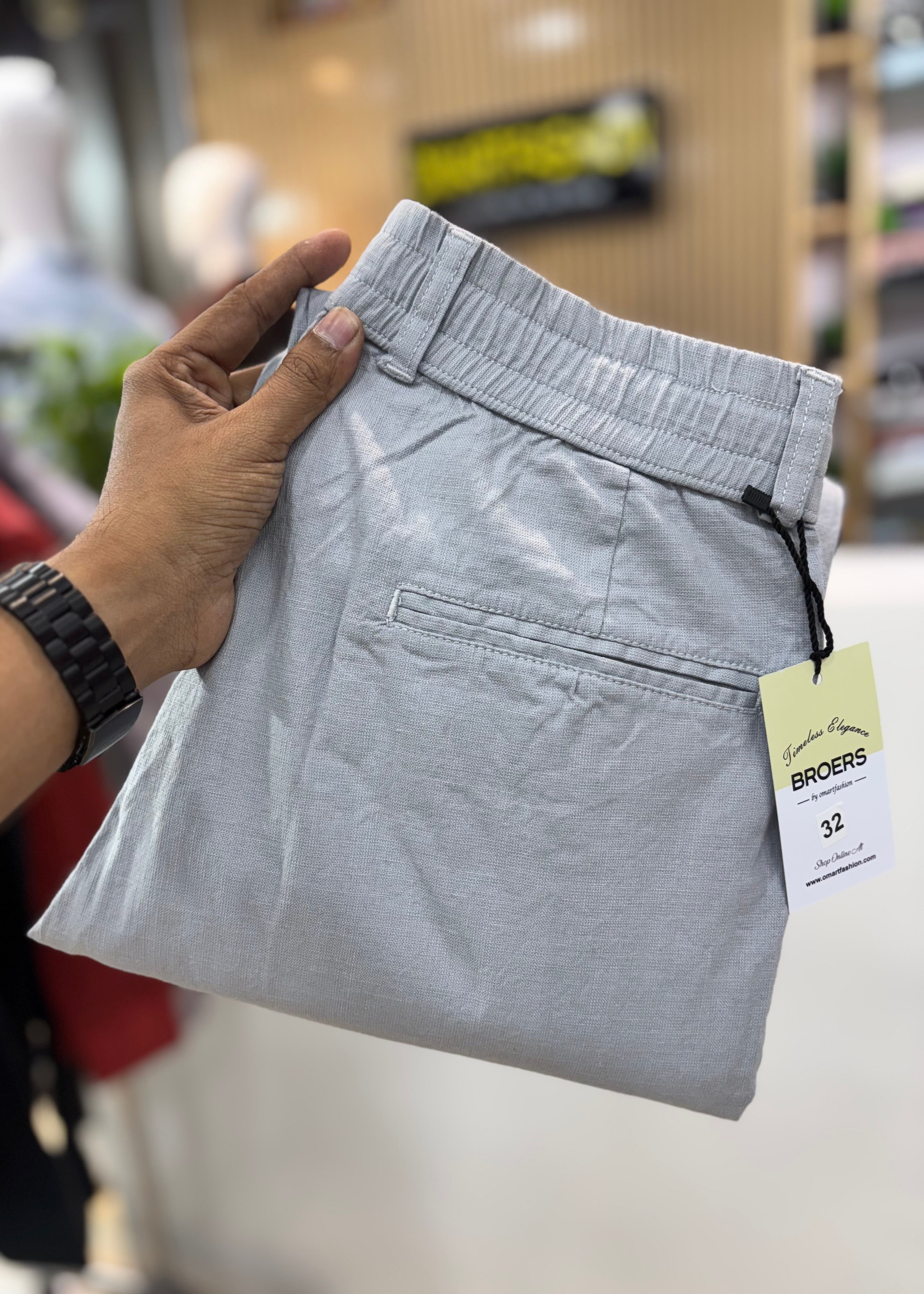 Linen Blend Cotton Pant Grey
