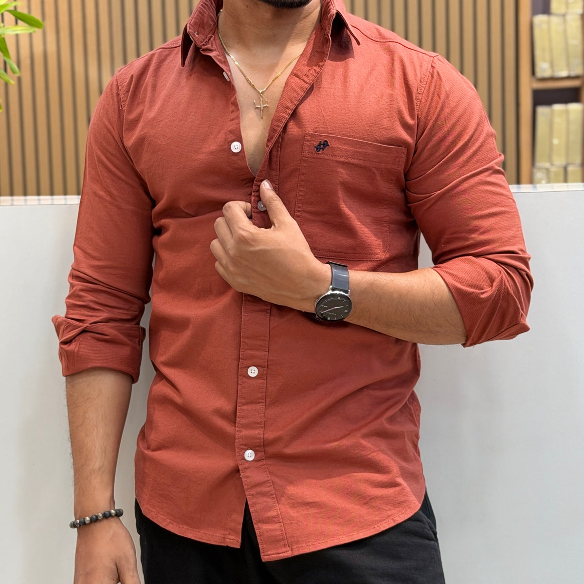 Cotton Casual Shirt - Rust