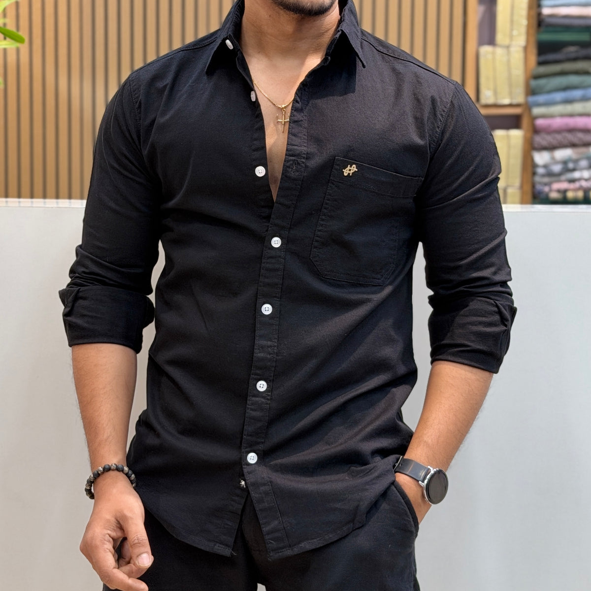 Cotton Casual Shirt - Black