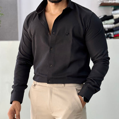 Self Design Party Wear Cord Shirt