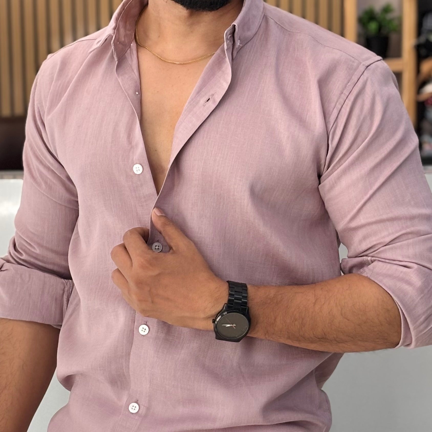 Premium Linen Shirt for Men – Dusty Rose