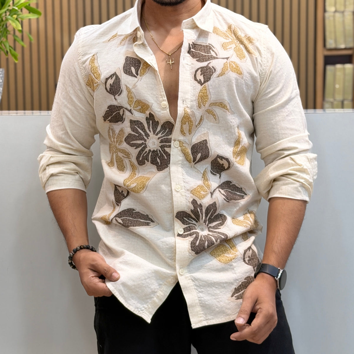 Abstract Floral Printed Casual Shirt