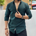 Premium Textured Cotton Shirt – Bottle Green