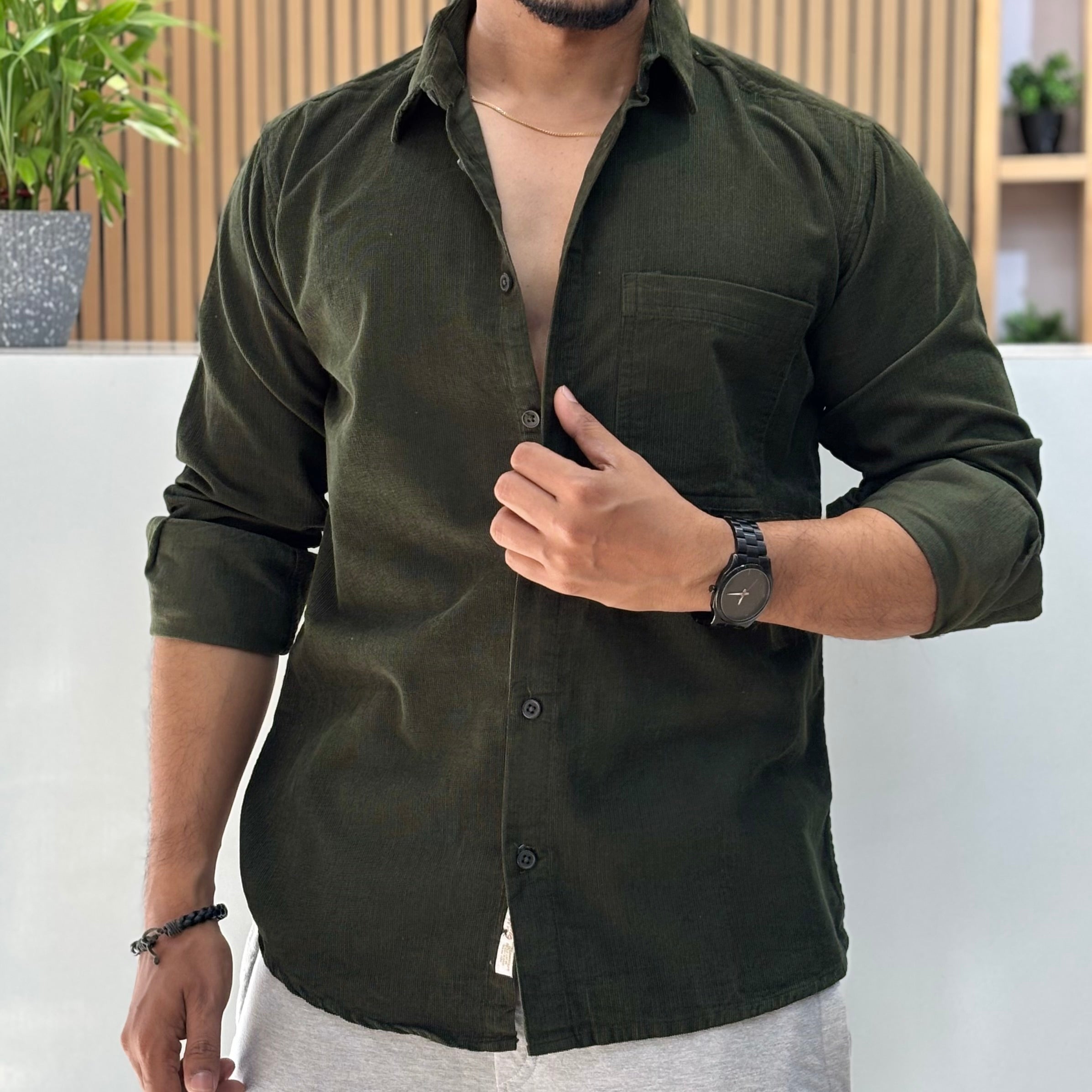 Corduroy Shirt Green